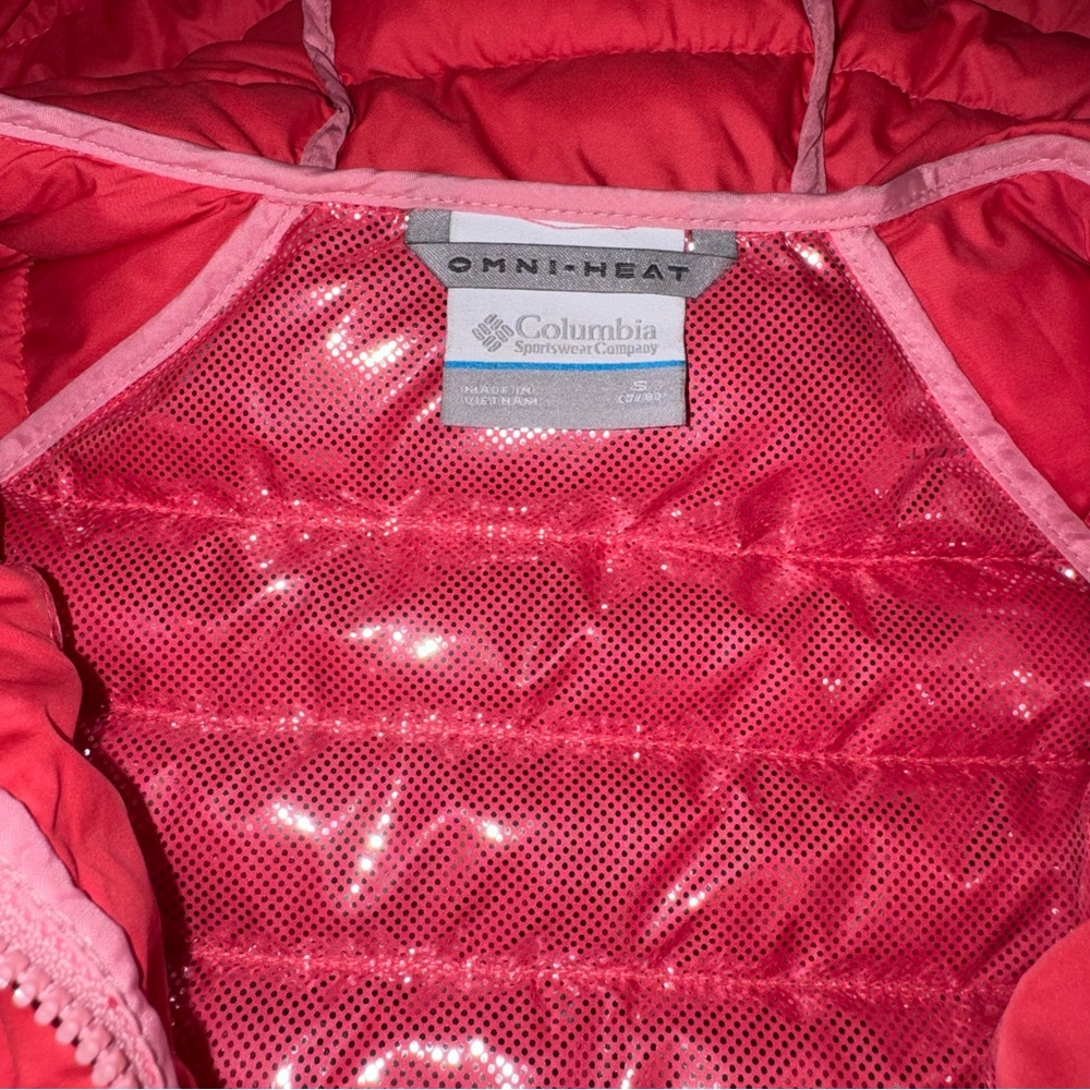 Columbia Omni-Heat Hooded Puffer Jacket Lightweight Packable girls small 7/8 - Picture 4 of 4
